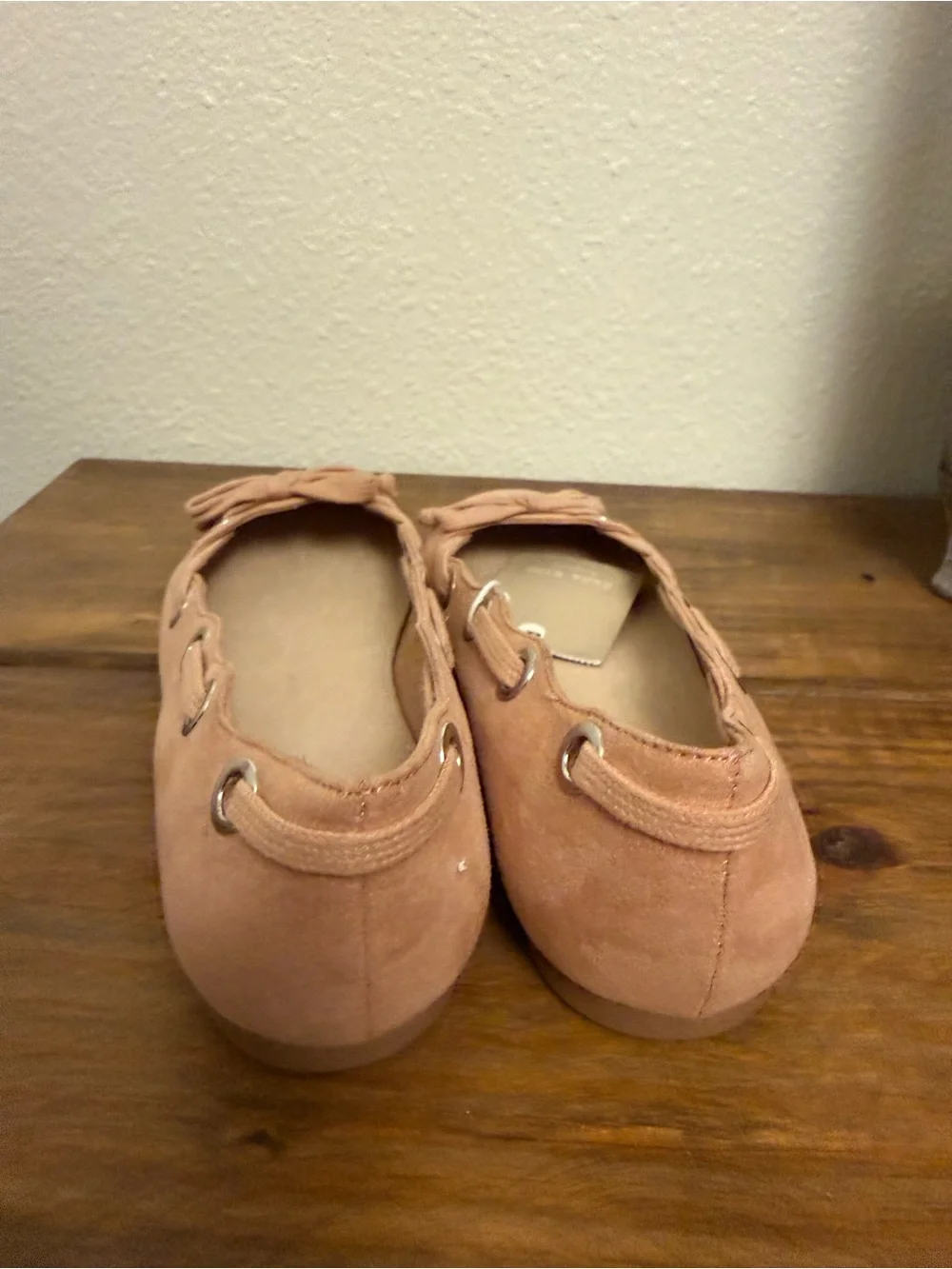 Zara Kids Blush Pink Suede Bow Ballet Flats